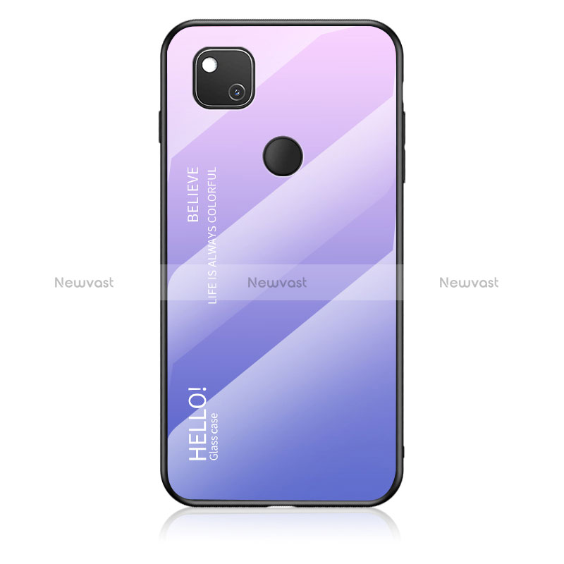 Silicone Frame Mirror Rainbow Gradient Case Cover LS1 for Google Pixel 4a