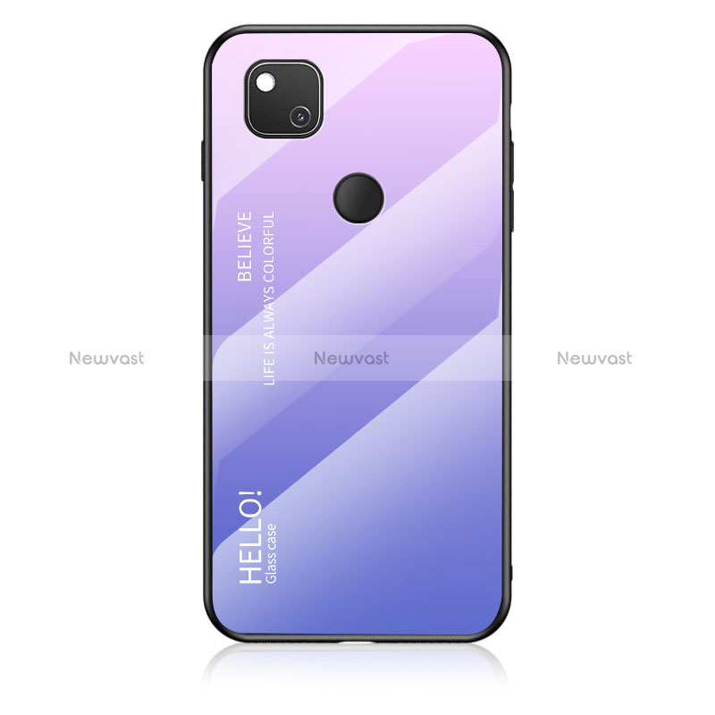 Silicone Frame Mirror Rainbow Gradient Case Cover LS1 for Google Pixel 4a Clove Purple