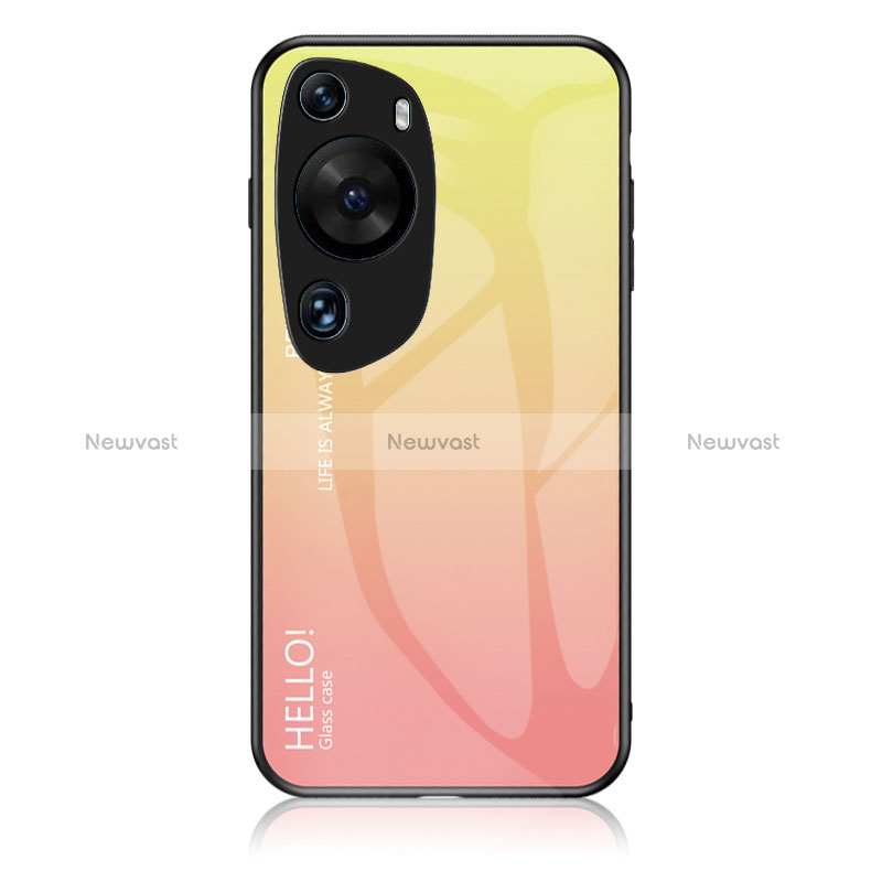 Silicone Frame Mirror Rainbow Gradient Case Cover LS1 for Huawei P60 Art