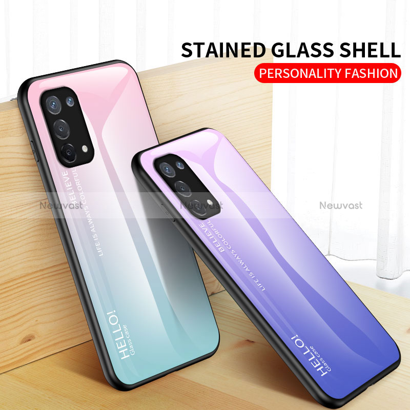 Silicone Frame Mirror Rainbow Gradient Case Cover LS1 for Oppo A95 4G