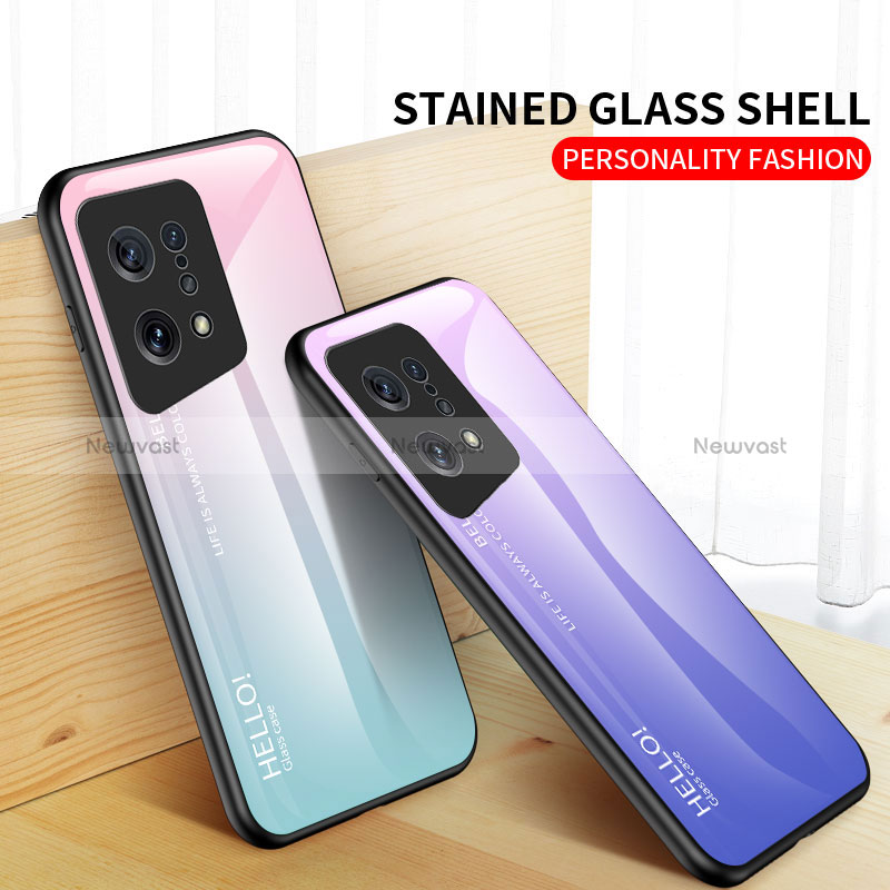 Silicone Frame Mirror Rainbow Gradient Case Cover LS1 for Oppo Find X5 5G