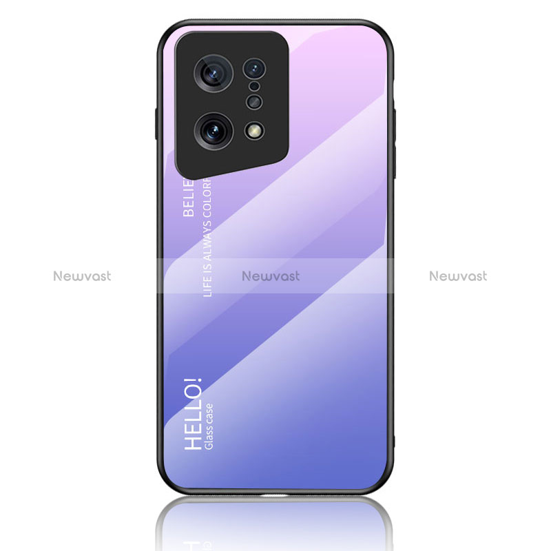 Silicone Frame Mirror Rainbow Gradient Case Cover LS1 for Oppo Find X5 5G Clove Purple