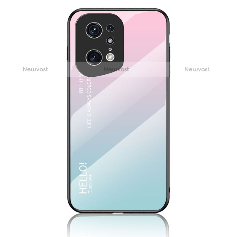 Silicone Frame Mirror Rainbow Gradient Case Cover LS1 for Oppo Find X5 Pro 5G