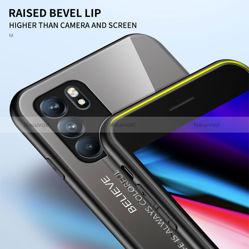 Silicone Frame Mirror Rainbow Gradient Case Cover LS1 for Oppo Reno6 5G