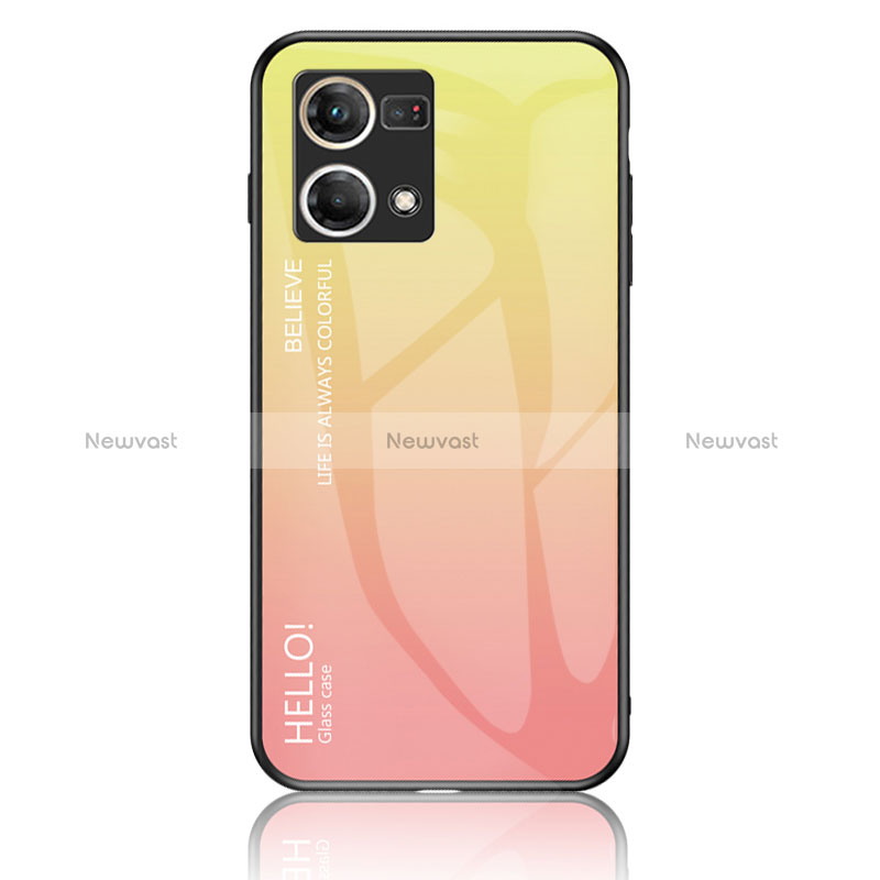 Silicone Frame Mirror Rainbow Gradient Case Cover LS1 for Oppo Reno7 4G