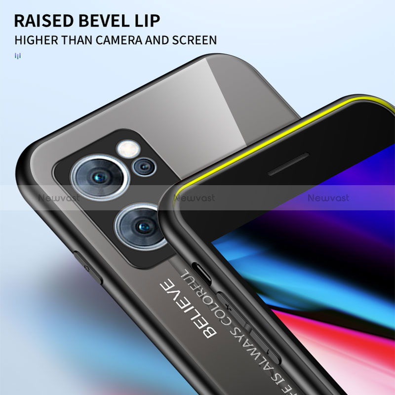 Silicone Frame Mirror Rainbow Gradient Case Cover LS1 for Oppo Reno7 5G