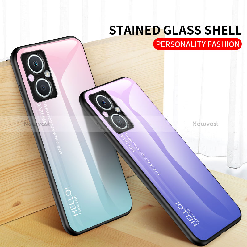 Silicone Frame Mirror Rainbow Gradient Case Cover LS1 for Oppo Reno7 Lite 5G