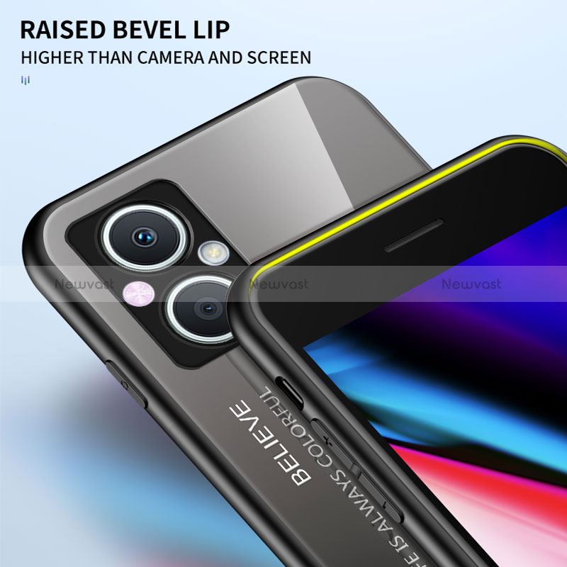 Silicone Frame Mirror Rainbow Gradient Case Cover LS1 for Oppo Reno7 Lite 5G