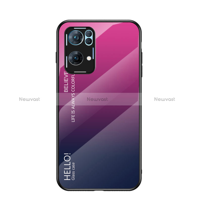 Silicone Frame Mirror Rainbow Gradient Case Cover LS1 for Oppo Reno7 Pro 5G