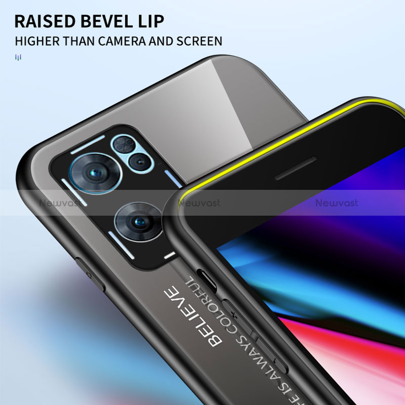 Silicone Frame Mirror Rainbow Gradient Case Cover LS1 for Oppo Reno7 Pro 5G