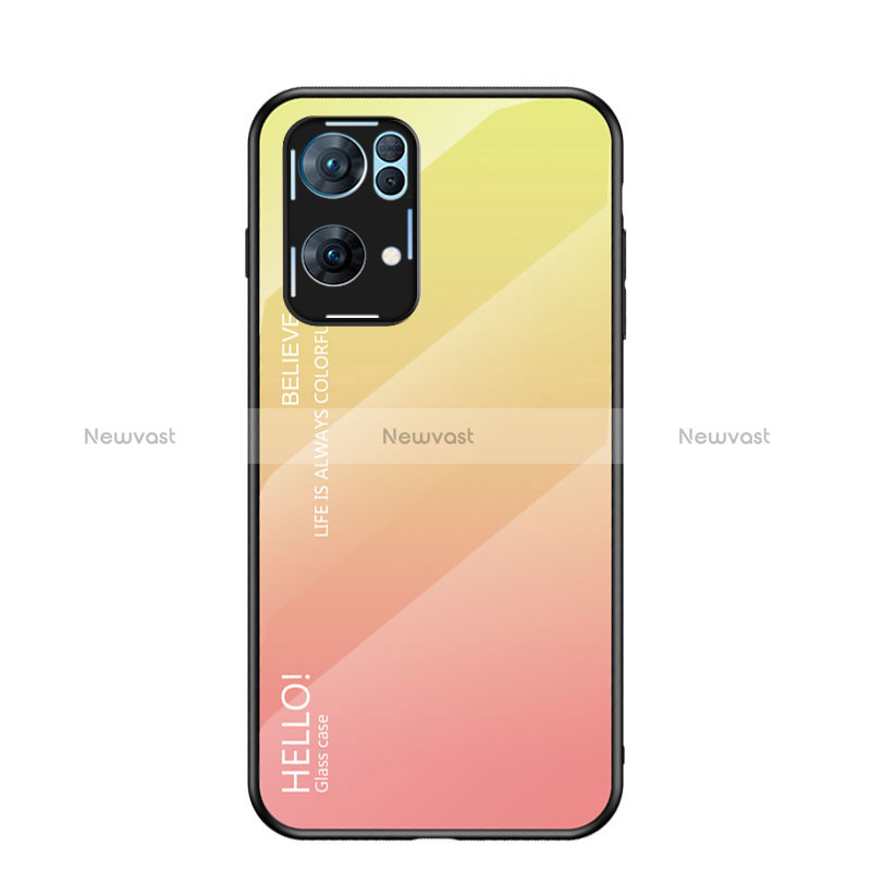 Silicone Frame Mirror Rainbow Gradient Case Cover LS1 for Oppo Reno7 Pro 5G