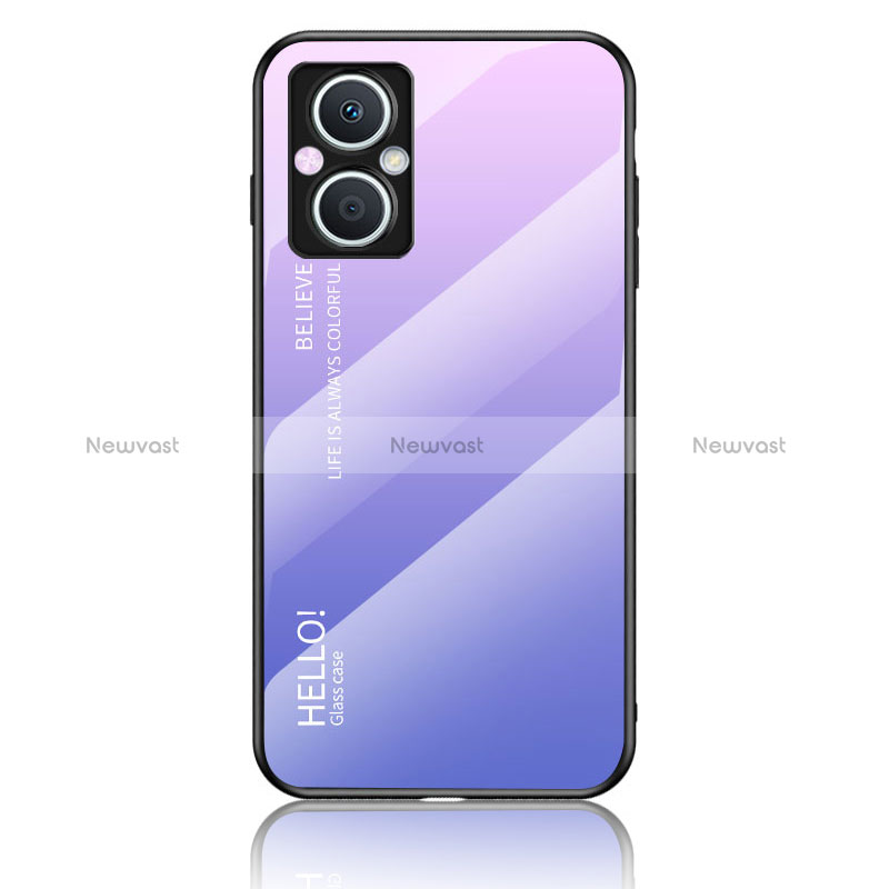 Silicone Frame Mirror Rainbow Gradient Case Cover LS1 for Oppo Reno7 Z 5G