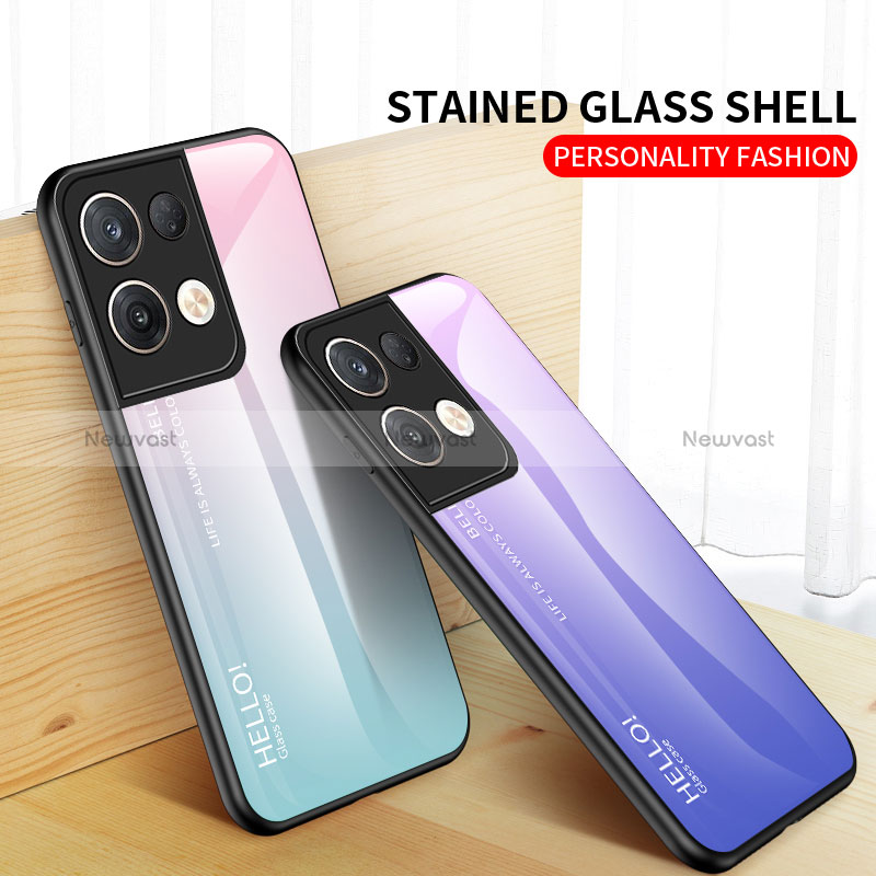 Silicone Frame Mirror Rainbow Gradient Case Cover LS1 for Oppo Reno8 Pro 5G