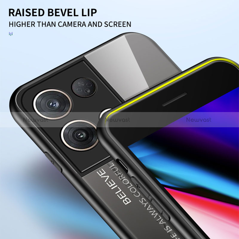 Silicone Frame Mirror Rainbow Gradient Case Cover LS1 for Oppo Reno8 Pro 5G