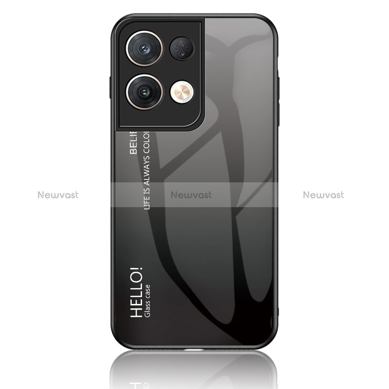Silicone Frame Mirror Rainbow Gradient Case Cover LS1 for Oppo Reno8 Pro 5G Dark Gray