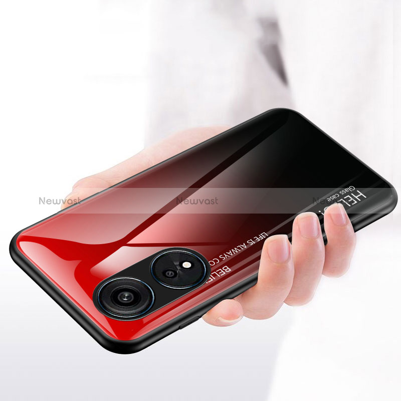Silicone Frame Mirror Rainbow Gradient Case Cover LS1 for Oppo Reno8 T 4G