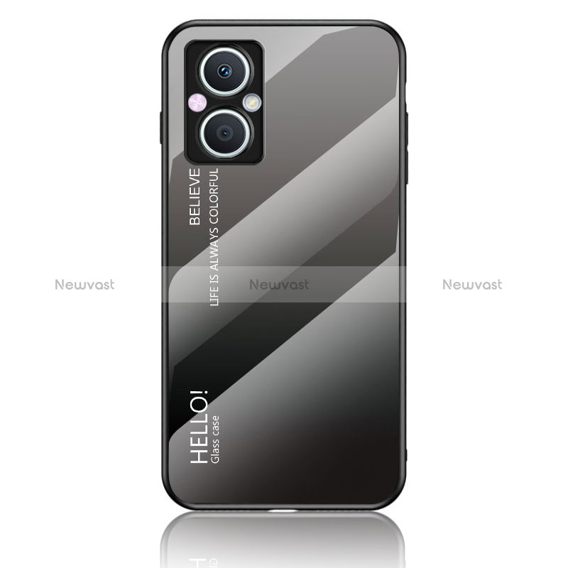 Silicone Frame Mirror Rainbow Gradient Case Cover LS1 for Oppo Reno8 Z 5G Dark Gray