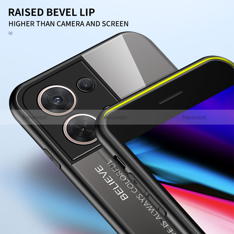 Silicone Frame Mirror Rainbow Gradient Case Cover LS1 for Oppo Reno9 Pro 5G
