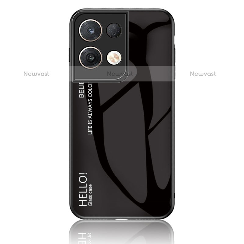 Silicone Frame Mirror Rainbow Gradient Case Cover LS1 for Oppo Reno9 Pro+ Plus 5G Black