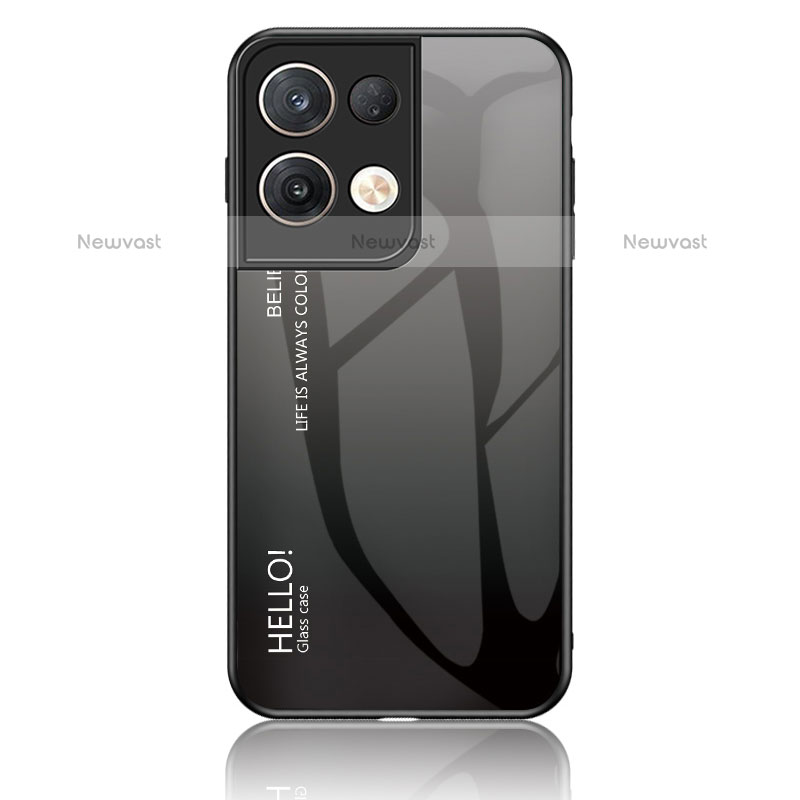 Silicone Frame Mirror Rainbow Gradient Case Cover LS1 for Oppo Reno9 Pro+ Plus 5G Dark Gray