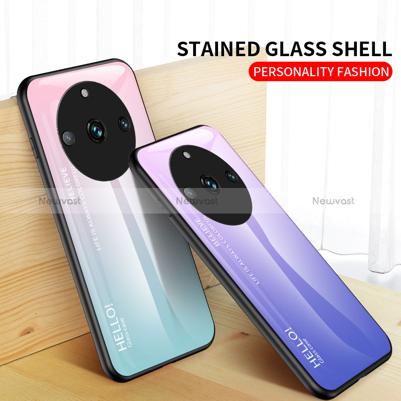 Silicone Frame Mirror Rainbow Gradient Case Cover LS1 for Realme 11 Pro 5G