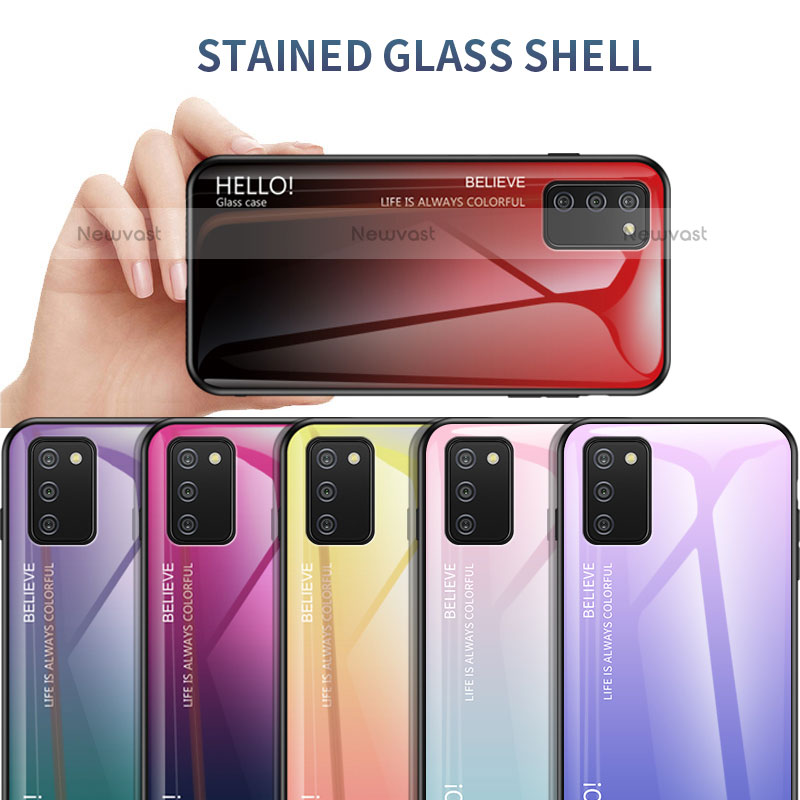 Silicone Frame Mirror Rainbow Gradient Case Cover LS1 for Samsung Galaxy A02s