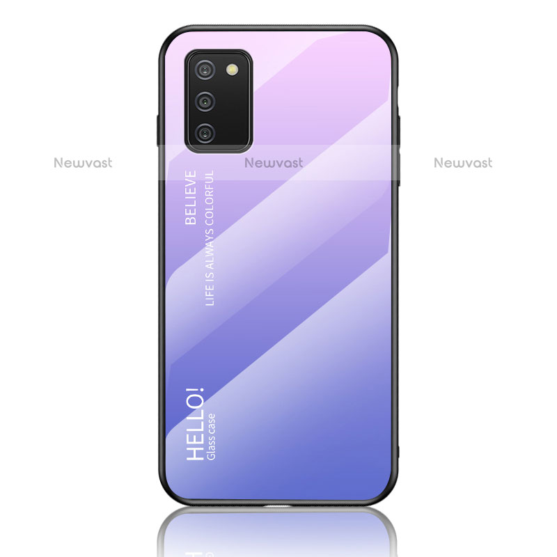 Silicone Frame Mirror Rainbow Gradient Case Cover LS1 for Samsung Galaxy A02s Clove Purple