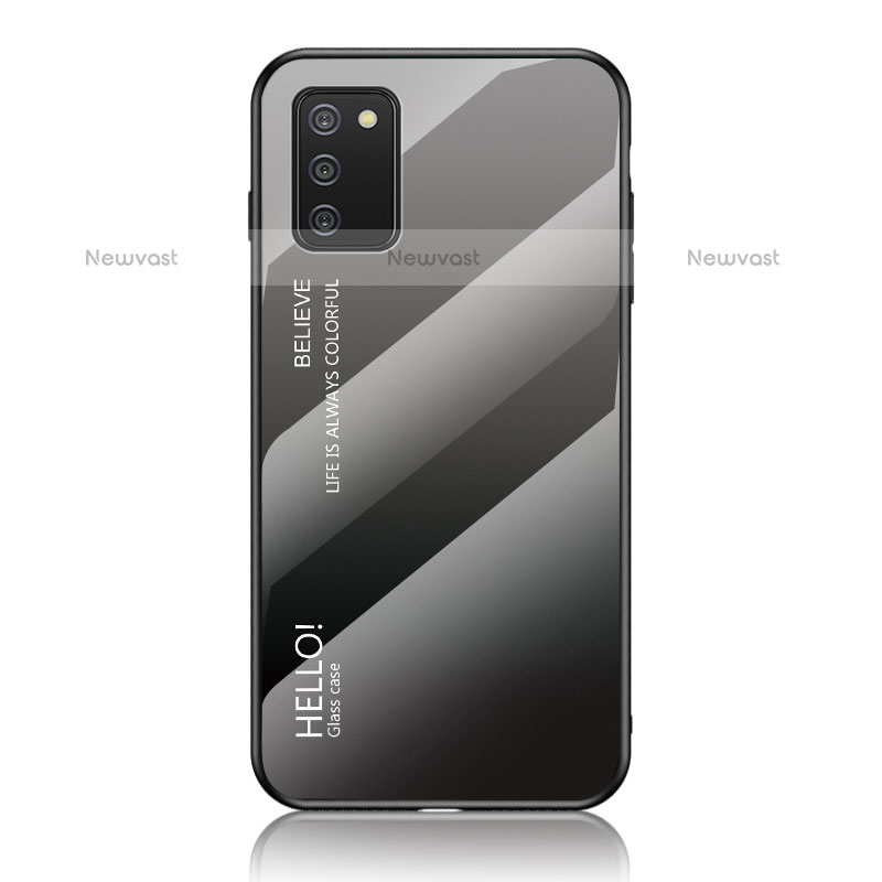 Silicone Frame Mirror Rainbow Gradient Case Cover LS1 for Samsung Galaxy A02s Dark Gray