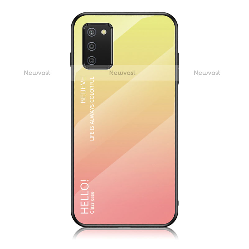 Silicone Frame Mirror Rainbow Gradient Case Cover LS1 for Samsung Galaxy A02s Yellow