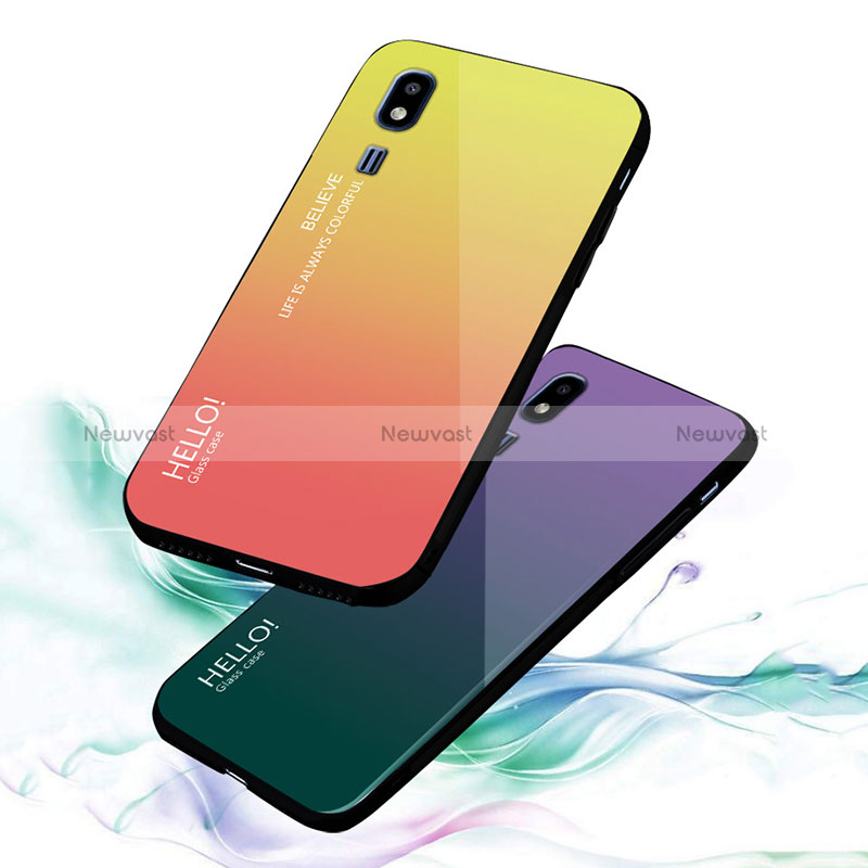 Silicone Frame Mirror Rainbow Gradient Case Cover LS1 for Samsung Galaxy A2 Core A260F A260G