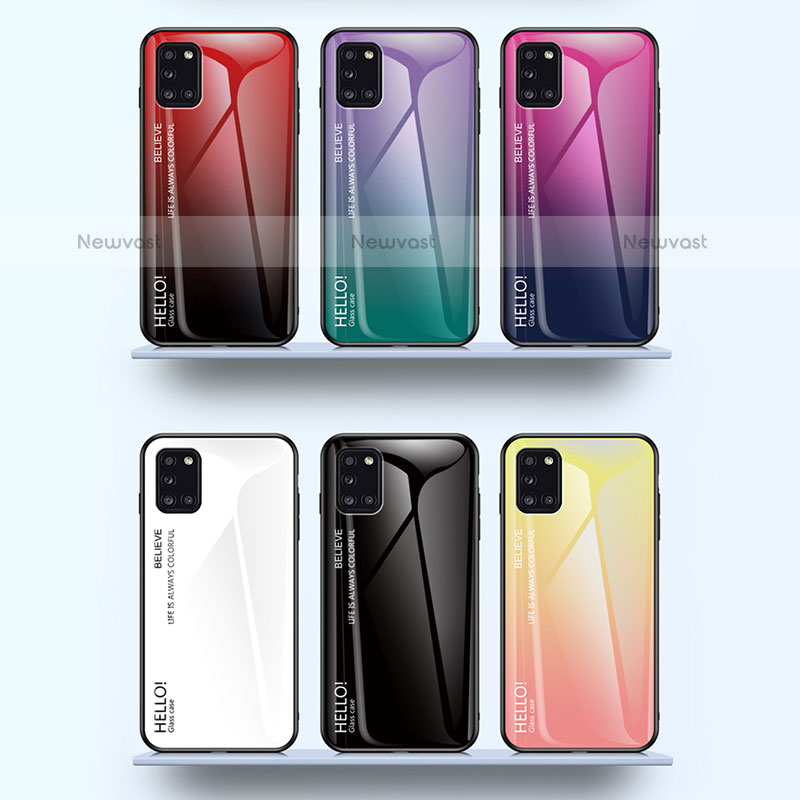 Silicone Frame Mirror Rainbow Gradient Case Cover LS1 for Samsung Galaxy A31