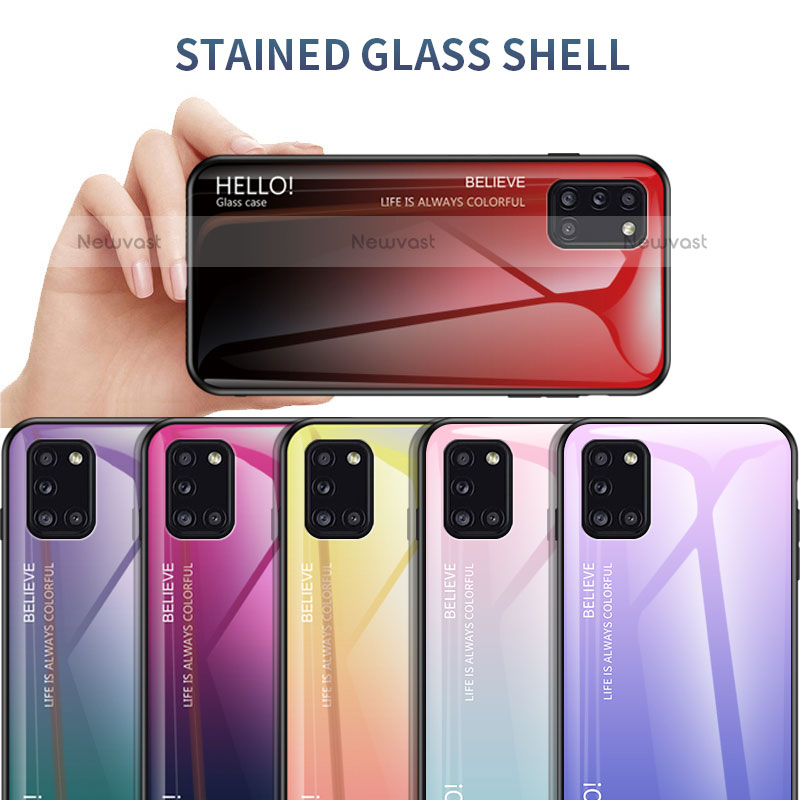 Silicone Frame Mirror Rainbow Gradient Case Cover LS1 for Samsung Galaxy A31