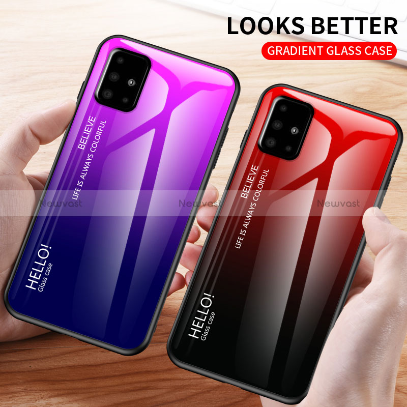 Silicone Frame Mirror Rainbow Gradient Case Cover LS1 for Samsung Galaxy A51 5G