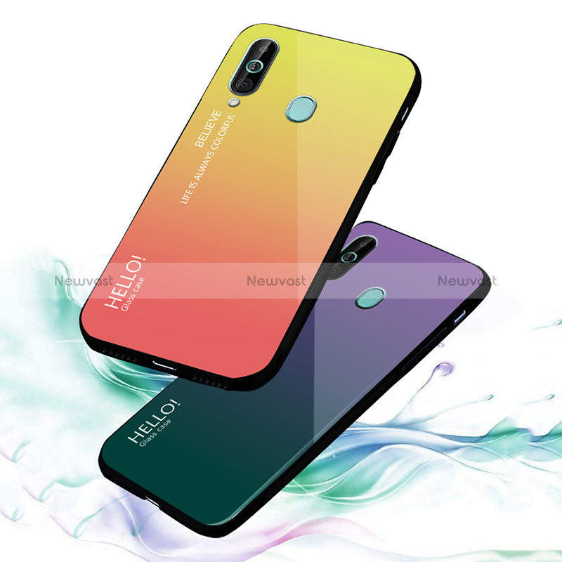 Silicone Frame Mirror Rainbow Gradient Case Cover LS1 for Samsung Galaxy A60