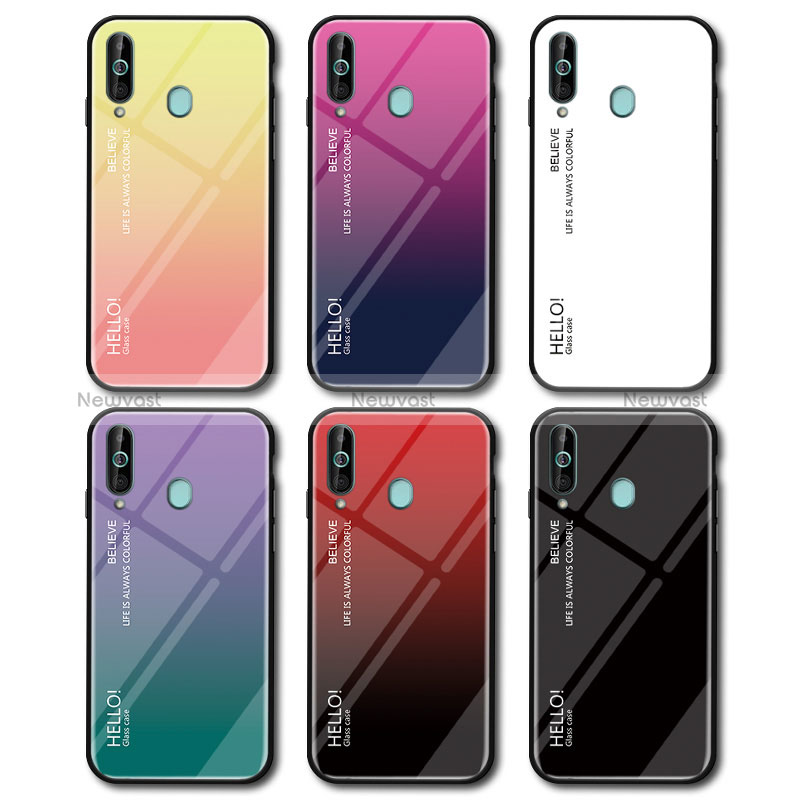 Silicone Frame Mirror Rainbow Gradient Case Cover LS1 for Samsung Galaxy A60