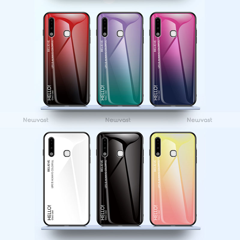 Silicone Frame Mirror Rainbow Gradient Case Cover LS1 for Samsung Galaxy A70E