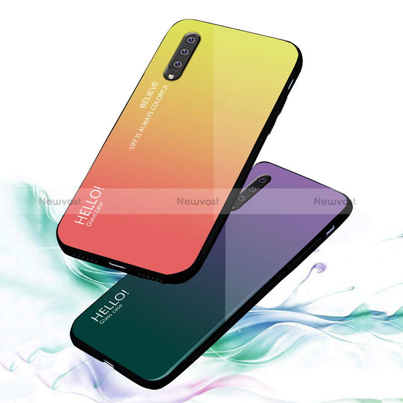 Silicone Frame Mirror Rainbow Gradient Case Cover LS1 for Samsung Galaxy A70S