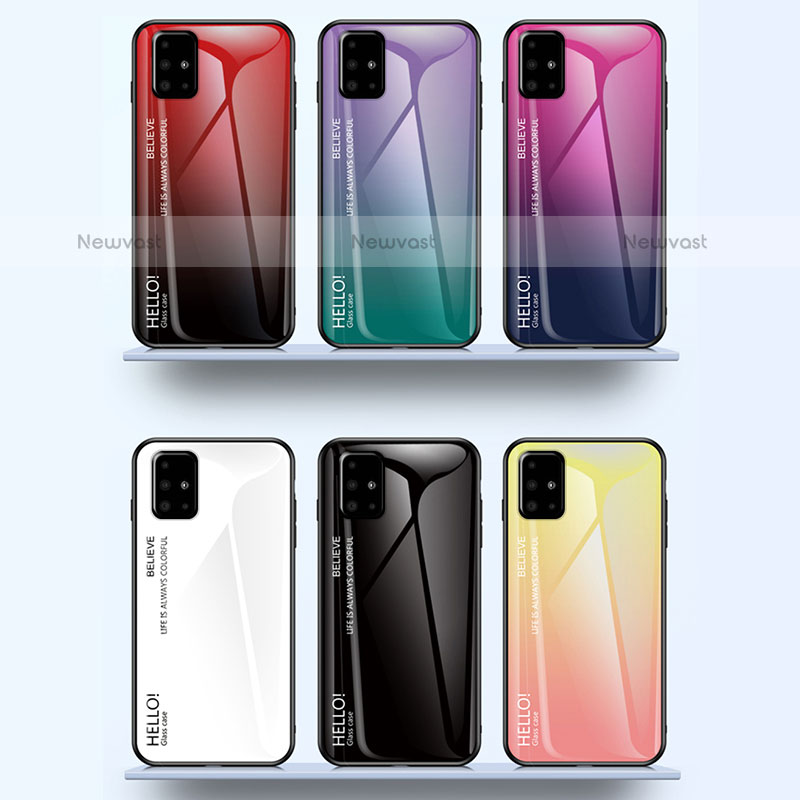 Silicone Frame Mirror Rainbow Gradient Case Cover LS1 for Samsung Galaxy A71 4G A715