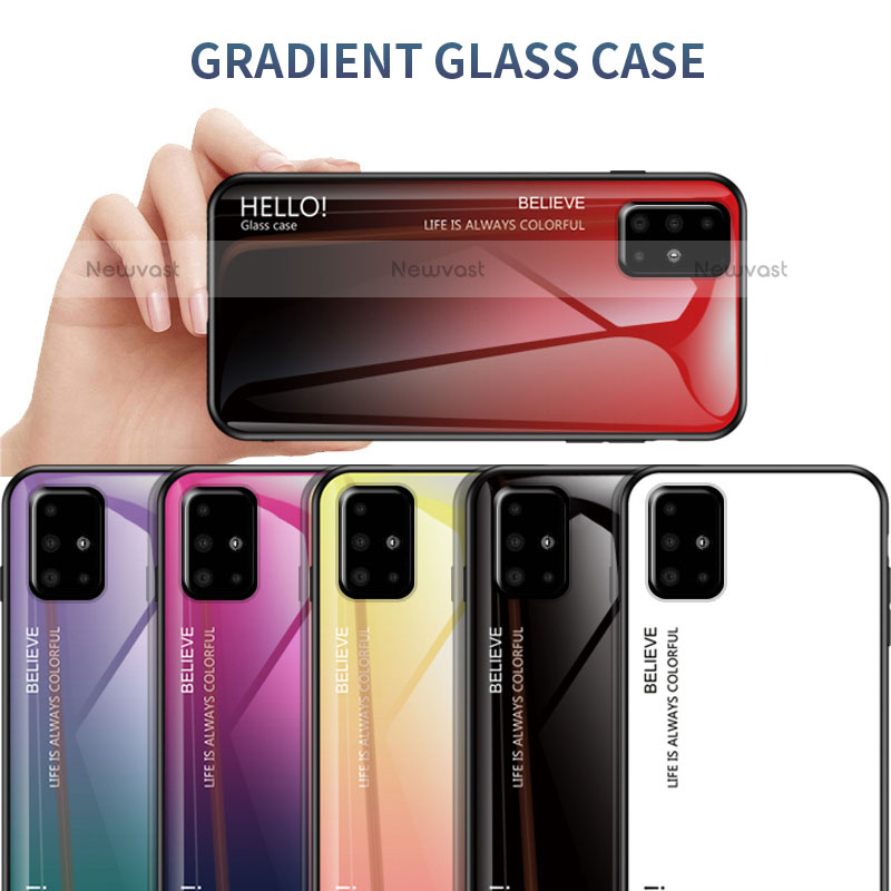 Silicone Frame Mirror Rainbow Gradient Case Cover LS1 for Samsung Galaxy A71 4G A715