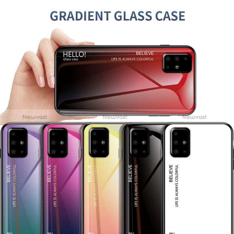 Silicone Frame Mirror Rainbow Gradient Case Cover LS1 for Samsung Galaxy A71 5G