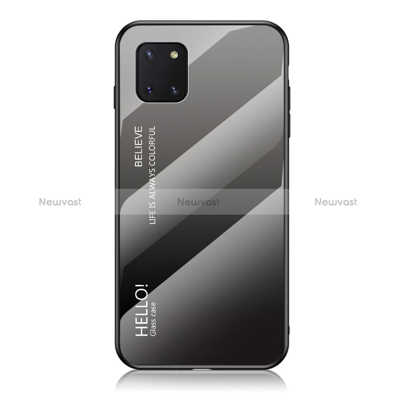 Silicone Frame Mirror Rainbow Gradient Case Cover LS1 for Samsung Galaxy A81 Dark Gray
