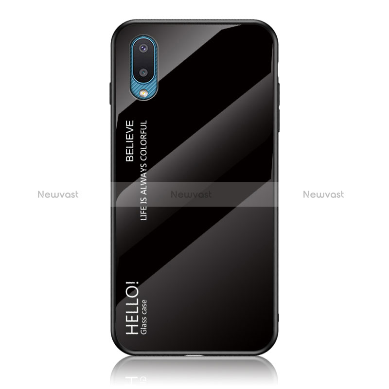 Silicone Frame Mirror Rainbow Gradient Case Cover LS1 for Samsung Galaxy M02 Black