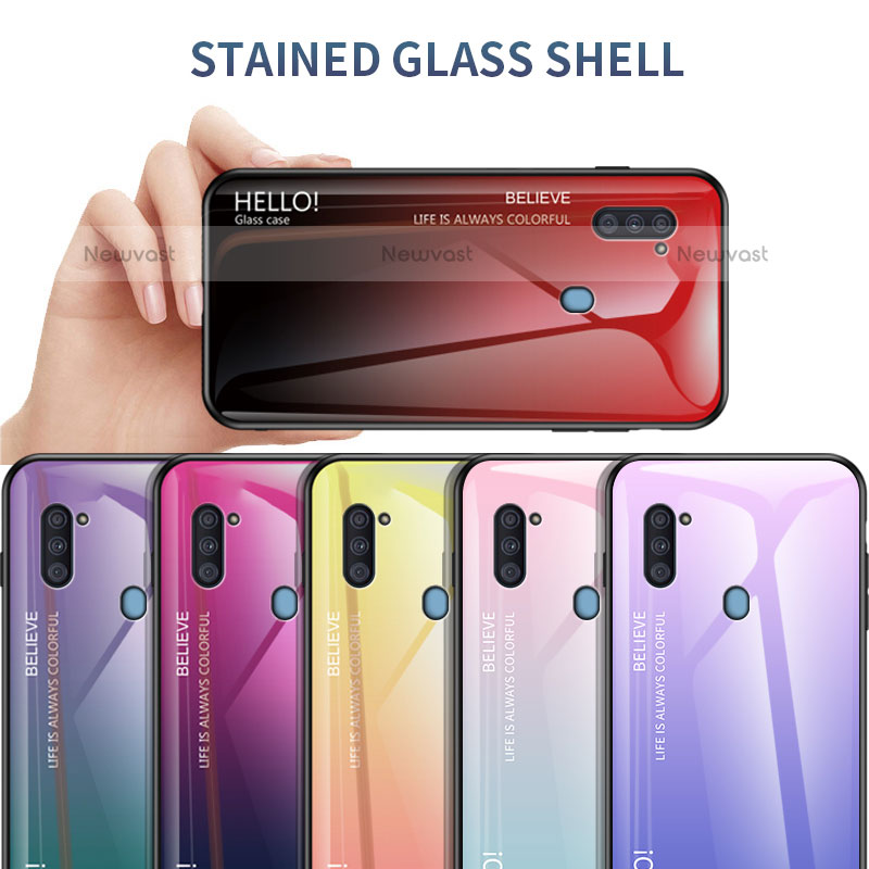 Silicone Frame Mirror Rainbow Gradient Case Cover LS1 for Samsung Galaxy M11