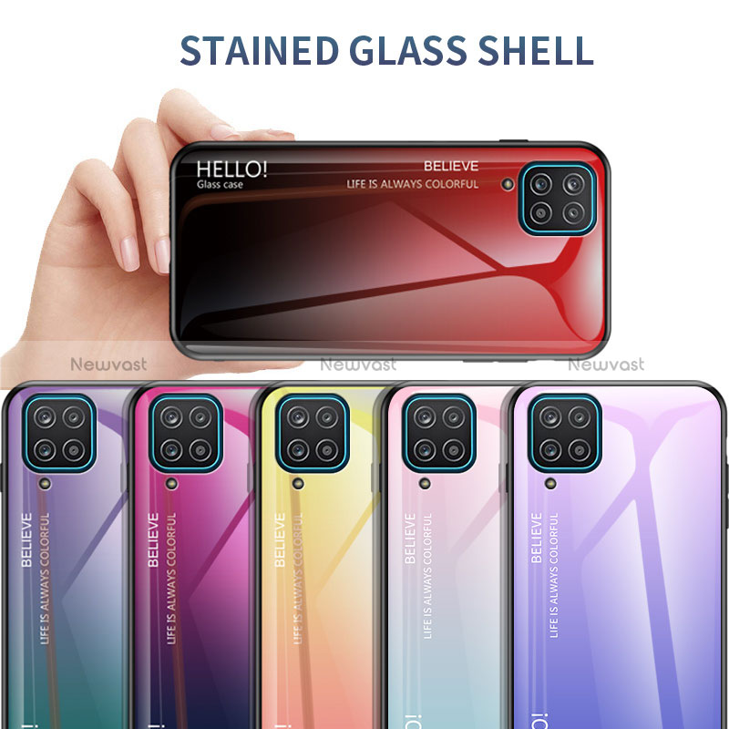 Silicone Frame Mirror Rainbow Gradient Case Cover LS1 for Samsung Galaxy M12