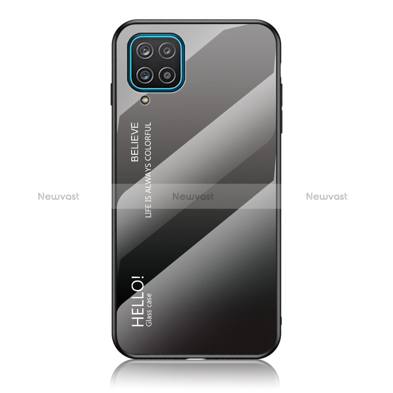 Silicone Frame Mirror Rainbow Gradient Case Cover LS1 for Samsung Galaxy M12 Dark Gray