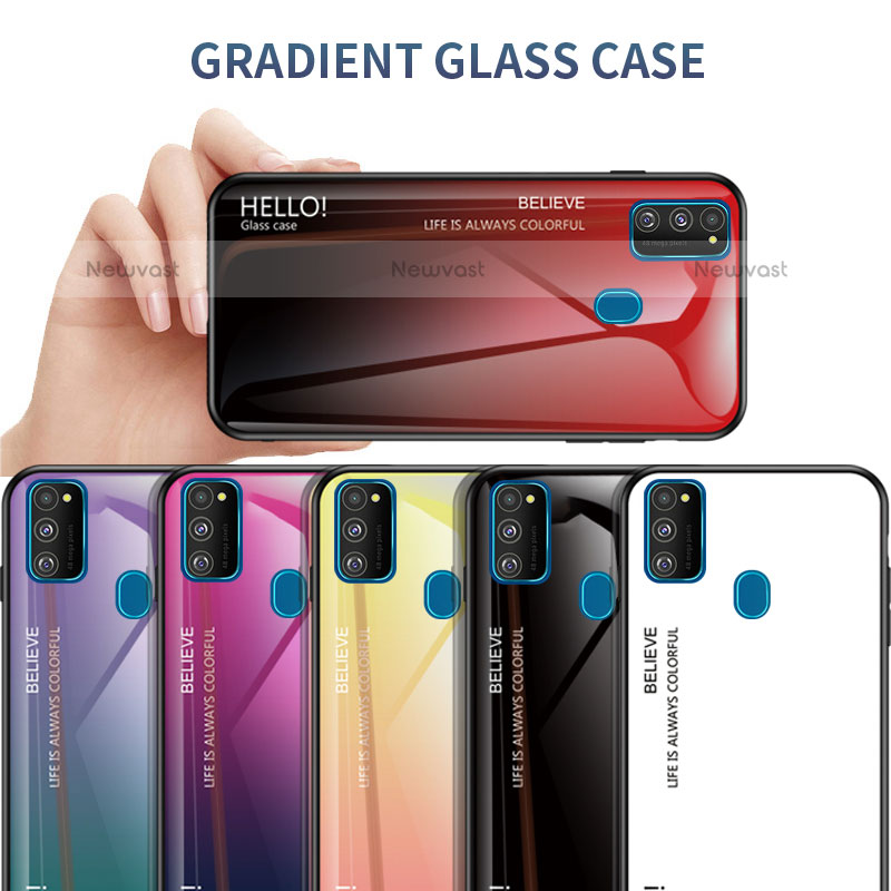 Silicone Frame Mirror Rainbow Gradient Case Cover LS1 for Samsung Galaxy M21