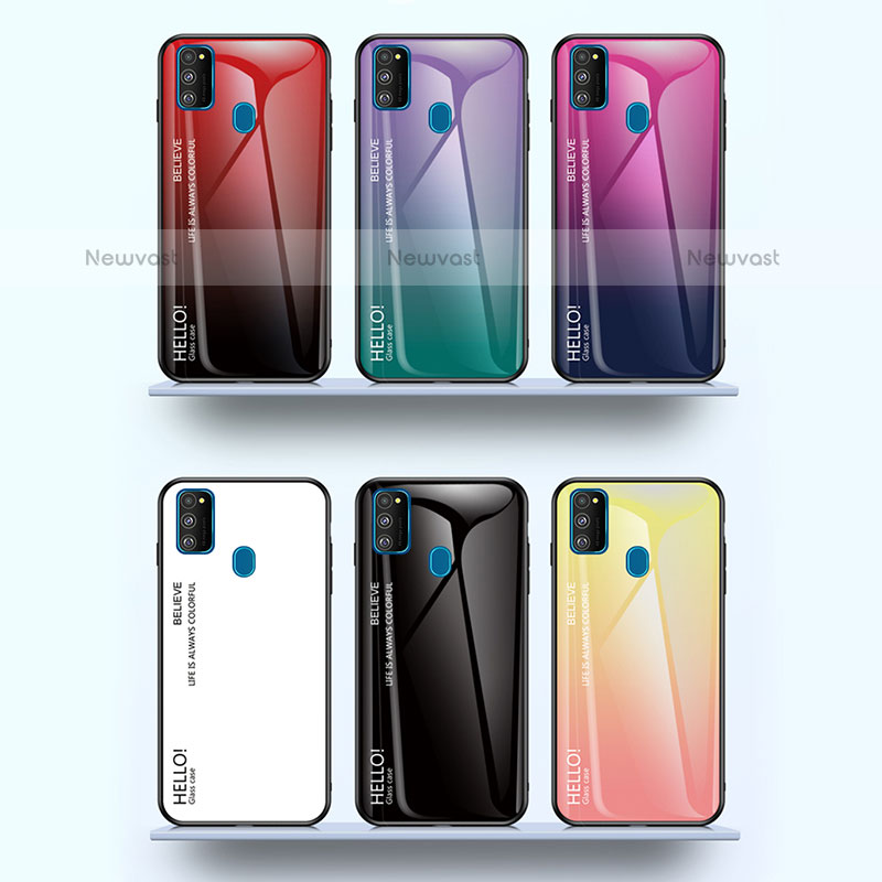 Silicone Frame Mirror Rainbow Gradient Case Cover LS1 for Samsung Galaxy M30s