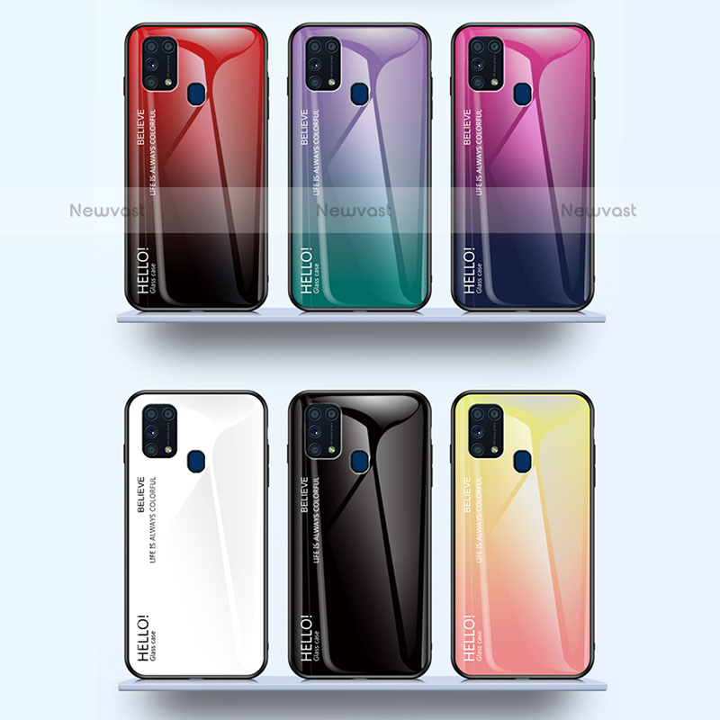 Silicone Frame Mirror Rainbow Gradient Case Cover LS1 for Samsung Galaxy M31 Prime Edition