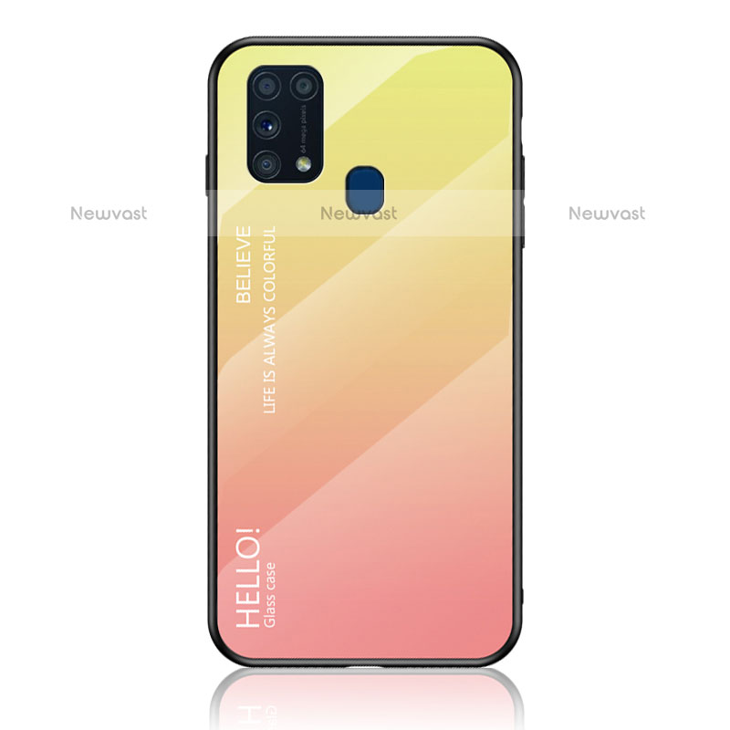 Silicone Frame Mirror Rainbow Gradient Case Cover LS1 for Samsung Galaxy M31 Prime Edition