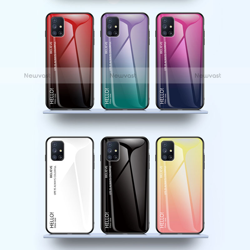 Silicone Frame Mirror Rainbow Gradient Case Cover LS1 for Samsung Galaxy M31s